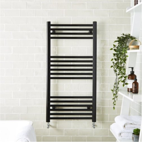 K Rail 1200mm x 400mm Matt Black Flat Towel Rail