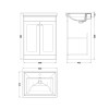 Nuie Classique Satin Grey 600mm 2-Door Floor Standing Vanity Unit & Basin