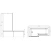 Nuie L-Shape 1700mm Shower Bath, Front Panel & Hinged Screen - Left Hand