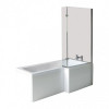 Matrix L-Shape 1500mm Shower Bath, Front Panel & Hinged Screen - Right Hand