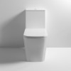 Nuie Ava Square Fully Back To Wall Close Coupled Modern Toilet with Push Button Cistern & Soft Close Toilet Seat