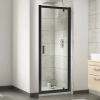 Kristal Matt Black 900mm Pivot Door & 900mm Side Panel Enclosure Package With Tray & Waste