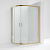 Kristal Brushed Brass 1200 x 800 Offset Quadrant Shower Enclosure, Tray & Waste - Left Hand