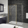 Hudson Reed Brushed Brass 1400mm x 1950mm Wetroom Screen (Shower Shield) & Support Bar