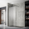 Hudson Reed Satin Black 1400mm x 1950mm Wetroom Screen (Shower Shield) & Support Bar