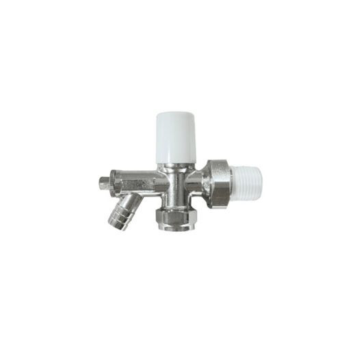 Round White Angled Radiator Valves With Draw Off 10mm | JTPickfords.com